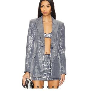 Camila coelho Women's Silver Sequin Blazer
